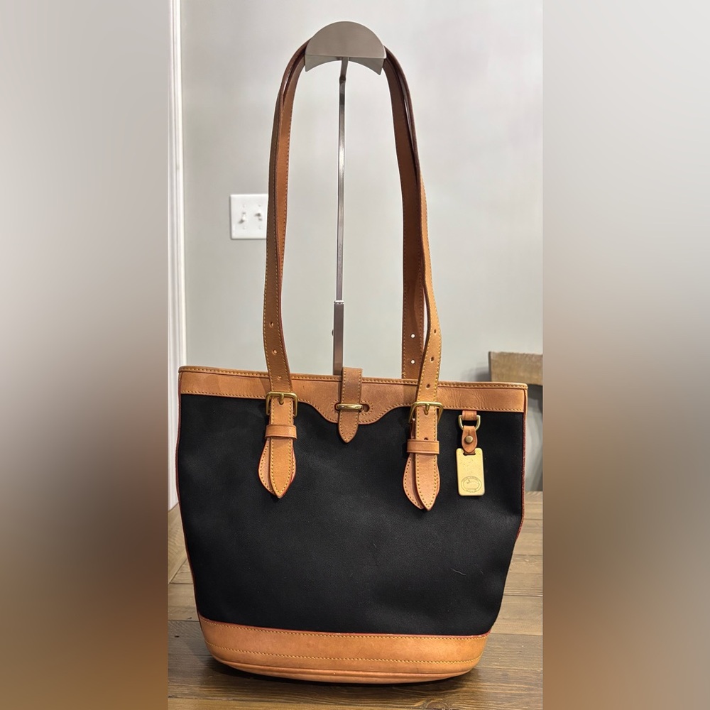 Dooney & Bourke Small Cabriolet Bucket Bag in Black Canvas